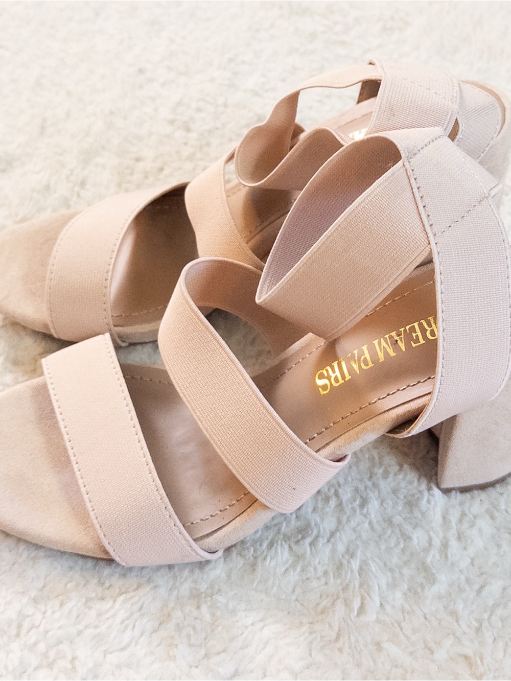 Dream Pairs Nude Strappy Block Heel Sandals Size 5 Like New - Picture 3 of 8